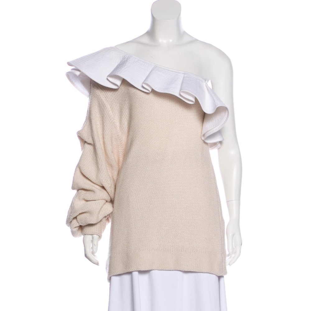 Johanna Ortiz White Keresan One Shoulder Sweater